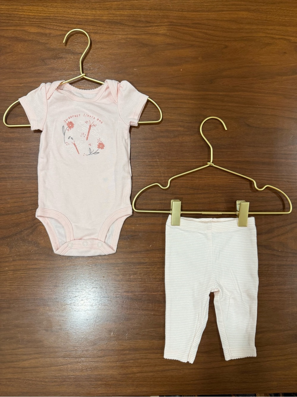 Carter's Pink Floral Baby Matching Set - Bodysuit & Leggings